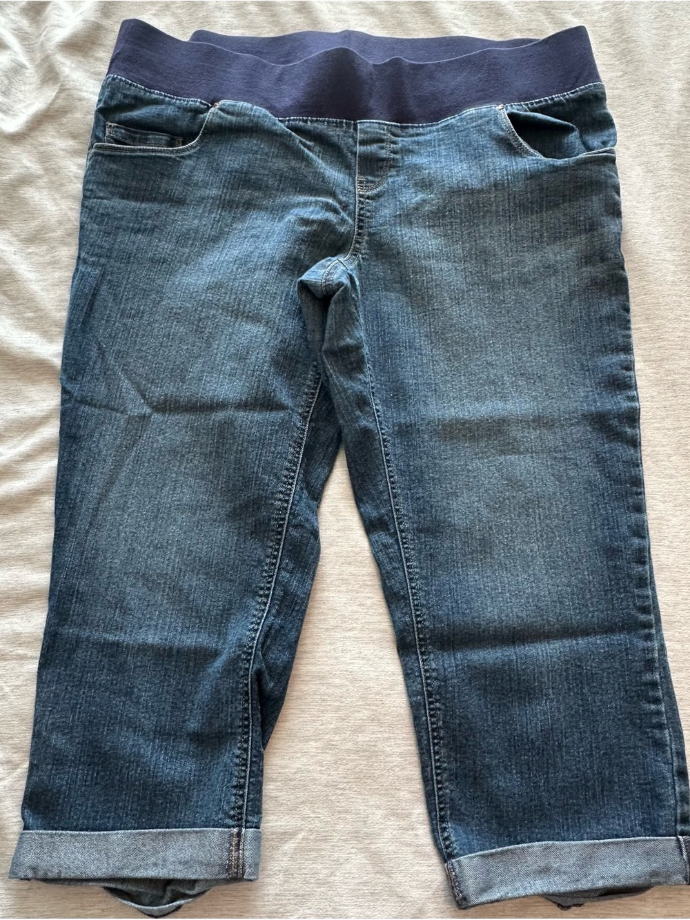 Great Expectations Dark Blue Cropped Maternity Jean Capris